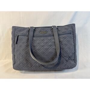 Vera Bradley Laptop Tote Bag - Gray Quilted Padded Compartment Work/Travel